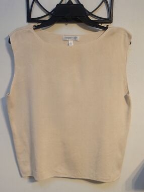 Coldwater Creek Women's Beige Silk Cotton Pullover Tank Top | Sz L | Minimalist